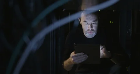 Server Room Worker Checking Status Medium Stock Footage 101502210