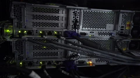 Server room. Working data center blink lamp. Stock Footage 113121575