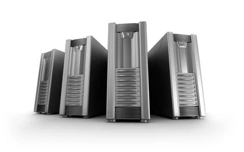 Server row over white Stock Illustration