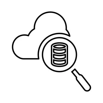 Server, search database outline icon. Line art vector. 스톡 일러스트