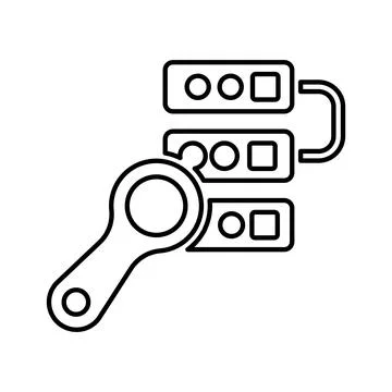 Server search interface symbol. Outline vector. Stock Illustration