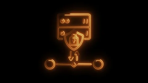 Server security with encrypted data transfer glowing neon design Stock Footage 308179363