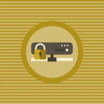 Server security flat icon Stock Illustration