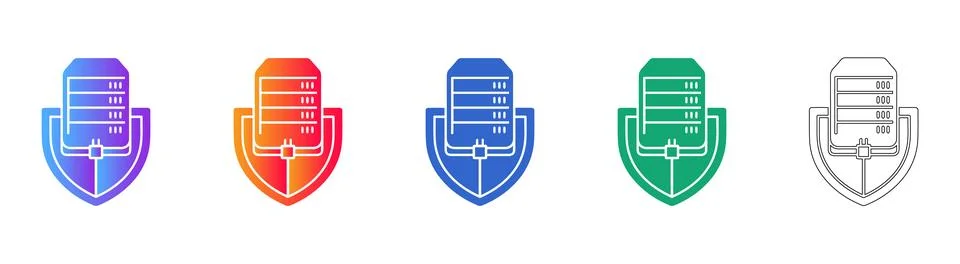 Server Security Shield Icon Set 스톡 일러스트