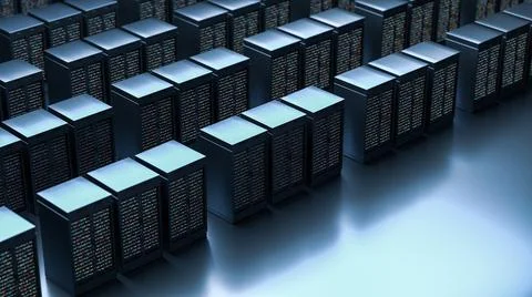 Server. Server room data center. Backup, mining, hosting, mainframe, farm and Ilustración de archivo