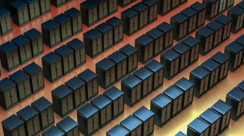 Server. Server room data center. Backup, mining, hosting, mainframe, farm and Ilustración de archivo