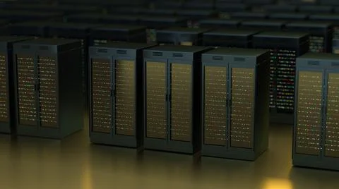 Server. Server room data center. Backup, mining, hosting, mainframe, farm and Ilustración de archivo