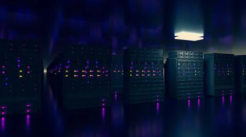 Server. Server room data center. Backup, mining, hosting, mainframe, farm and Illustrazione stock