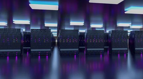 Server. Server room data center. Backup, mining, hosting, mainframe, farm and Illustrazione stock