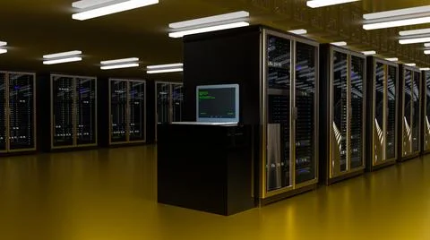 Server. Server room data center. Backup, mining, hosting, mainframe, farm and Illustrazione stock