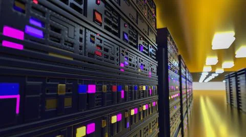 Server. Server room data center. Backup, mining, hosting, mainframe, farm and Stock Illustration