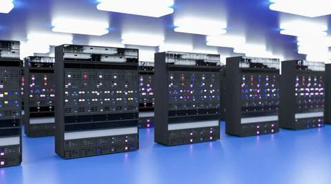 Server. Server room data center. Backup, mining, hosting, mainframe, farm and Illustrazione stock