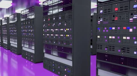 Server. Server room data center. Backup, mining, hosting, mainframe, farm and Stock Illustration