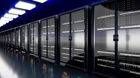 Server. Server room data center. Backup, mining, hosting, mainframe, farm and Illustrazione stock
