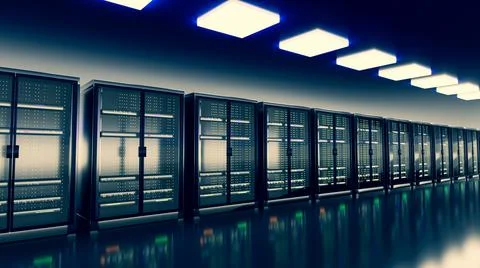 Server. Server room data center. Backup, mining, hosting, mainframe, farm and Illustrazione stock