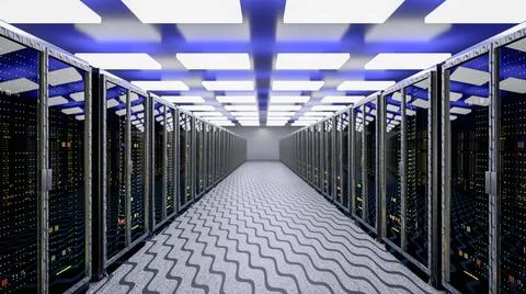 Server. Server room data center. Backup, mining, hosting, mainframe, farm and Stock Illustration