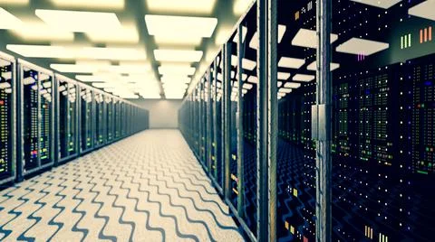 Server. Server room data center. Backup, mining, hosting, mainframe, farm and Illustrazione stock