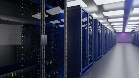 Server. Server room data center. Backup, mining, hosting, mainframe, farm and Ilustración de archivo