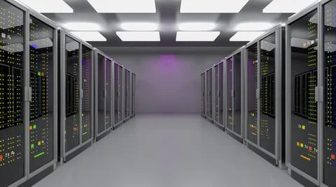 Server. Server room data center. Backup, mining, hosting, mainframe, farm and Illustrazione stock
