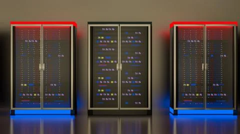 Server. Server room data center. Backup, mining, hosting, mainframe, farm and Illustrazione stock