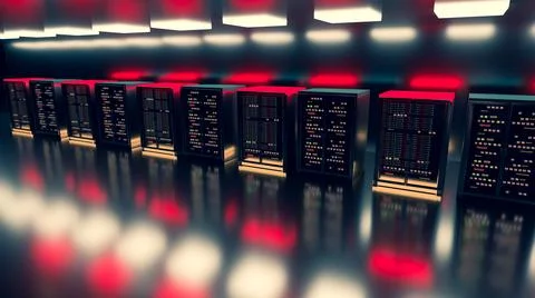 Server. Server room data center. Backup, mining, hosting, mainframe, farm and Illustrazione stock