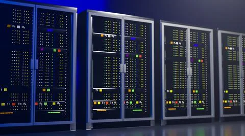 Server. Server room data center. Backup, mining, hosting, mainframe, farm and Stock Illustration