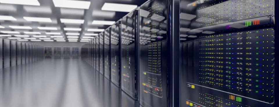 Server. Server room data center. Backup, mining, hosting, mainframe, farm and Ilustración de archivo