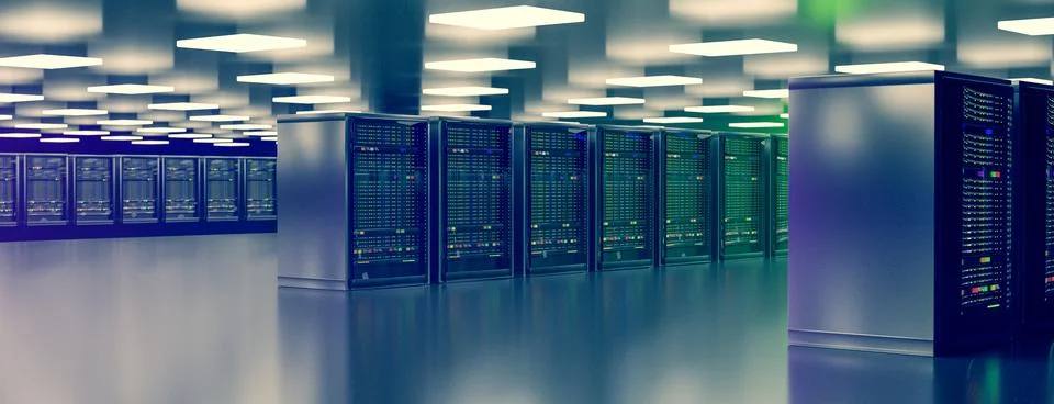 Server. Server room data center. Backup, mining, hosting, mainframe, farm and Stock Illustration