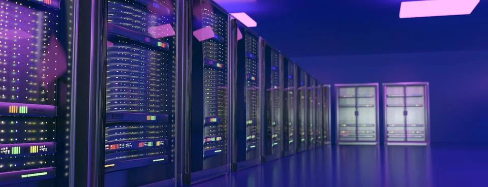Server. Server room data center. Backup, mining, hosting, mainframe, farm and Stock Illustration