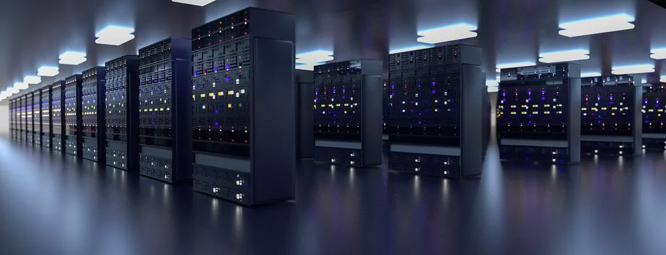 Server. Servers room data center. Backup, mining, hosting, mainframe, farm and Stock Illustration