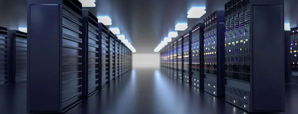 Server. Servers room data center. Backup, mining, hosting, mainframe, farm and Illustrazione stock