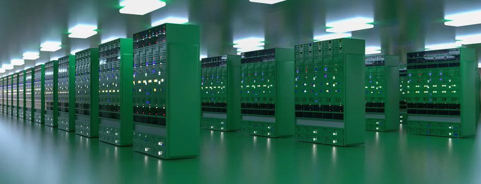 Server. Servers room data center. Backup, mining, hosting, mainframe, farm and Stock Illustration