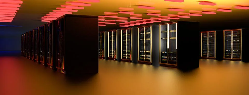 Server. Servers room data center. Backup, mining, hosting, mainframe, farm and Stock Illustration