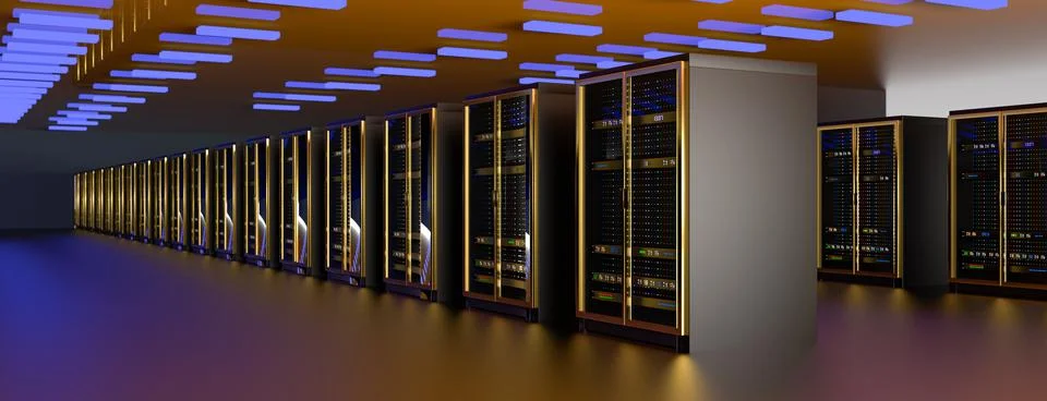 Server. Servers room data center. Backup, mining, hosting, mainframe, farm and Stock Illustration