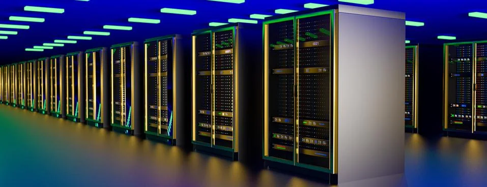 Server. Servers room data center. Backup, mining, hosting, mainframe, farm and Stock Illustration
