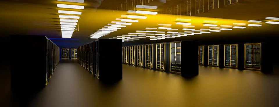 Server. Servers room data center. Backup, mining, hosting, mainframe, farm and Stock Illustration