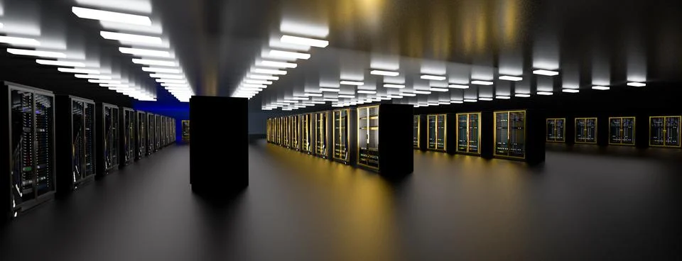 Server. Servers room data center. Backup, mining, hosting, mainframe, farm and Stock Illustration