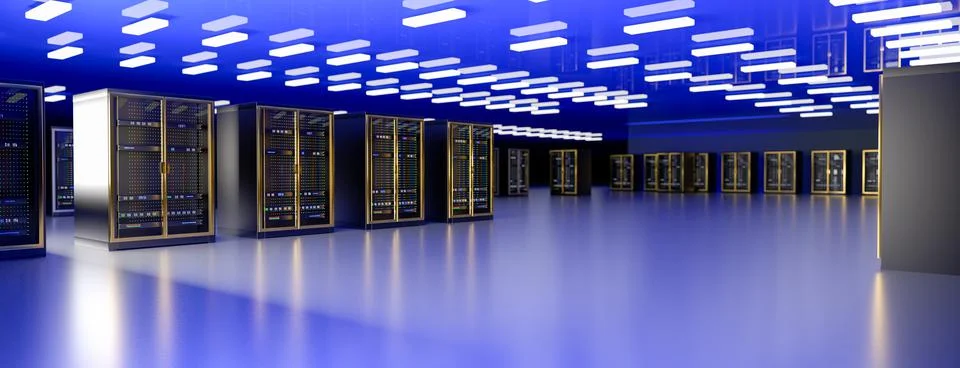 Server. Servers room data center. Backup, mining, hosting, mainframe, farm and Stock Illustration