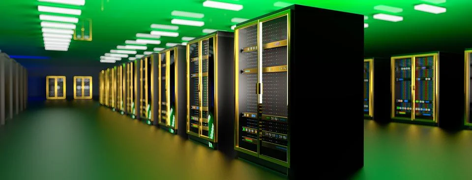Server. Servers room data center. Backup, mining, hosting, mainframe, farm and Ilustración de archivo