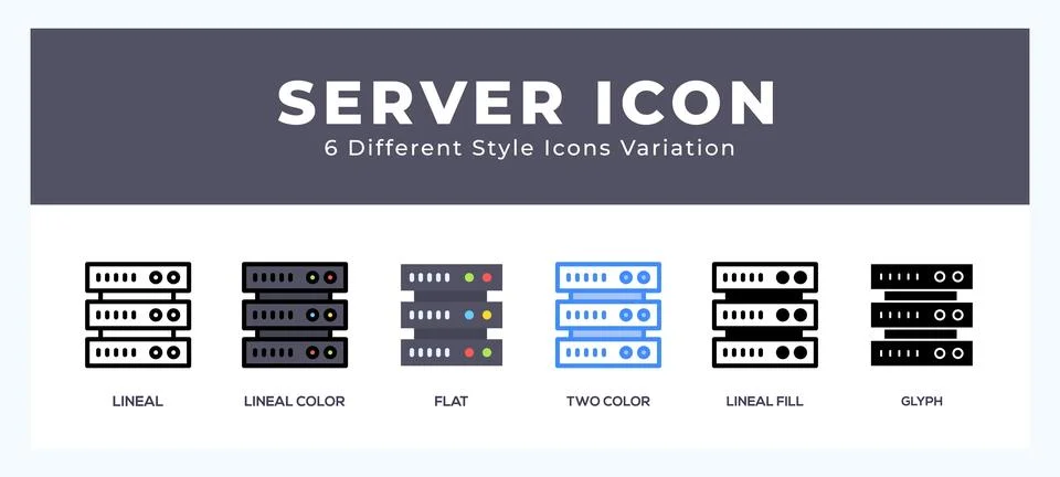 Server set of simple icons great for web. app. presentation and more. Stock Illustration