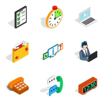 Server setting icons set, isometric style Stock Illustration