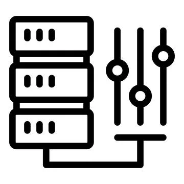 Server settings being changed using vertical sliders with three levels 스톡 일러스트