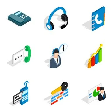 Server setup icons set, isometric style Stock Illustration