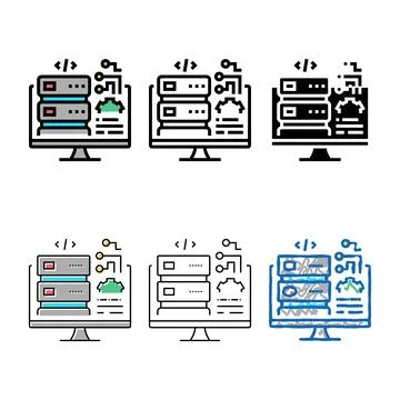 Server software color icon pack vector 库存插图
