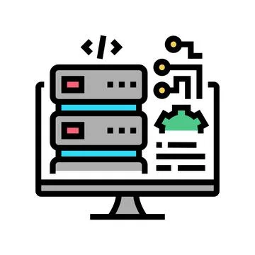 Server software color icon vector illustration Stock Illustration