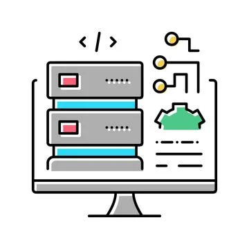Server software color icon vector illustration 스톡 일러스트