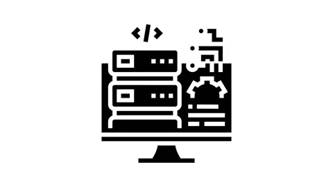 Server software glyph icon animation Stock Footage 222809895