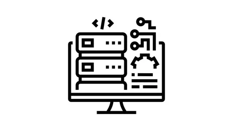 Server software line icon animation Stock Footage 224294335