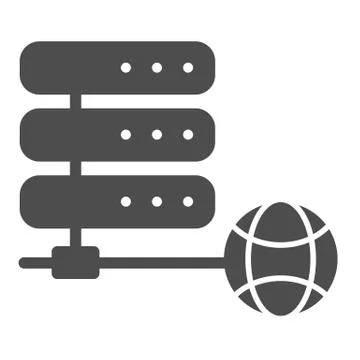 Server solid icon. Data storage vector illustration isolated on white. Computer Illustrazione stock