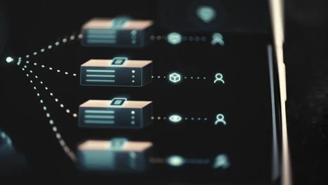 Server Stack Connected to User Accounts and Services Stock Footage 341866115